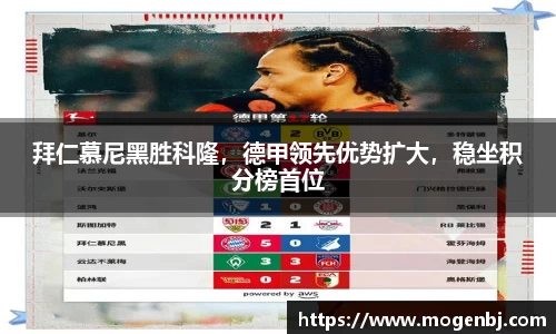 拜仁慕尼黑胜科隆，德甲领先优势扩大，稳坐积分榜首位